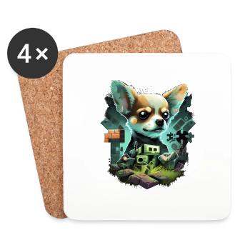 Chihuahua | Gaming Gamer Funny Comic Videogame - Coasters (set of 4) - white - Front