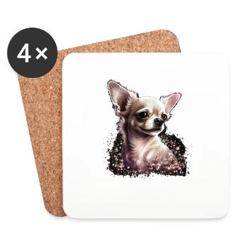 Chihuahua | Pink Jolie Rose Maman Femme ignon - Dessous de verre (lot de 4) - blanc - Devant