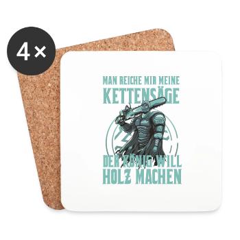 König will Holz machen Waldarbeiter Forstwirt - Untersetzer (4er-Set) - Weiß - Vorne
