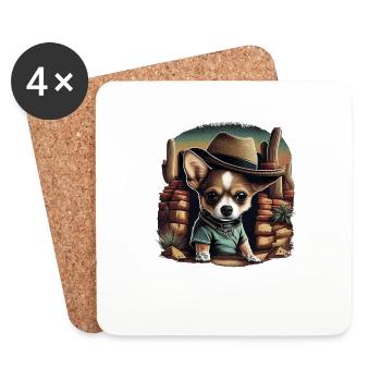 Chihuahua | Gaming Gamer Funny Comic Videogame - Coasters (set of 4) - white - Front