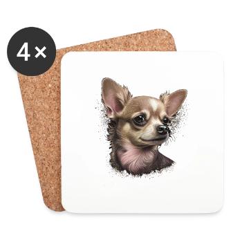 Chihuahua | Pink Jolie Rose Maman Femme ignon - Dessous de verre (lot de 4) - blanc - Devant