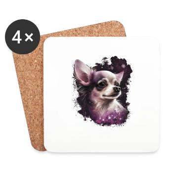 Chihuahua | Pink Jolie Rose Maman Femme ignon - Dessous de verre (lot de 4) - blanc - Devant