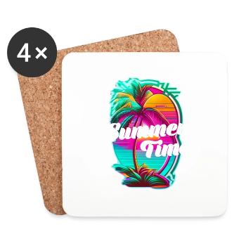 Summer Time - Beach and Summer - Coasters (set of 4) - white - Front