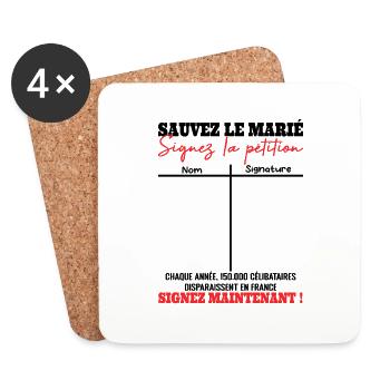 Enterrement de Vie de Jeune Garçon EVJG Pétition - Dessous de verre (lot de 4) - blanc - Devant