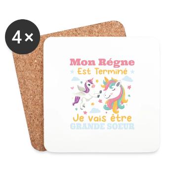Annonce Grossesse Futur Grande Soeur Cadeau - Dessous de verre (lot de 4) - blanc - Devant