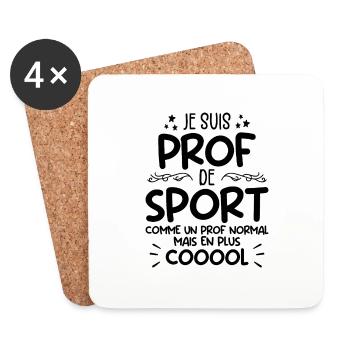 Je Suis Prof De Sport Cadeau Prof De Sport - Dessous de verre (lot de 4) - blanc - Devant