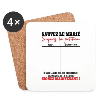 Enterrement de Vie de Jeune Garçon EVJG Pétition - Dessous de verre (lot de 4) - blanc - Devant