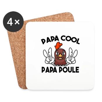 Papa Poule Papa Cool Fête des Pères Cadeau Papa - Dessous de verre (lot de 4) - blanc - Devant
