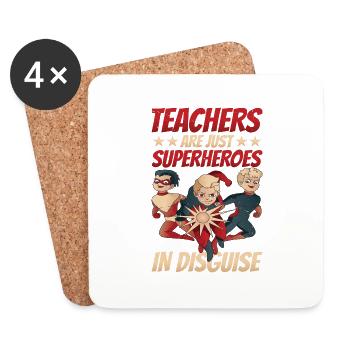 Les enseignants ne sont que des super-héros déguisés 15 - Dessous de verre (lot de 4) - blanc - Devant