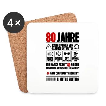 80. Geburtstag Männer Frauen Lustig 80 Jahre - Untersetzer (4er-Set) - Weiß - Vorne