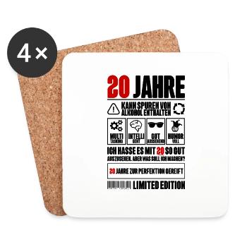 20. Geburtstag Männer Frauen Lustig 20 Jahre - Untersetzer (4er-Set) - Weiß - Vorne