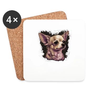 Chihuahua | Pink Jolie Rose Maman Femme ignon - Dessous de verre (lot de 4) - blanc - Devant