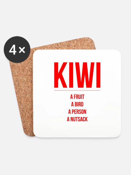 Kiwi Frucht Vogel Person Neuseeland - Untersetzer (4er-Set) - Weiß