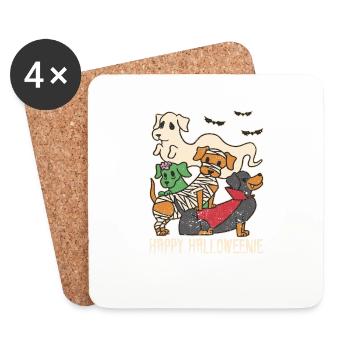 Joyeux Halloweenie teckel amoureux des chiens drôle - Dessous de verre (lot de 4) - blanc - Devant