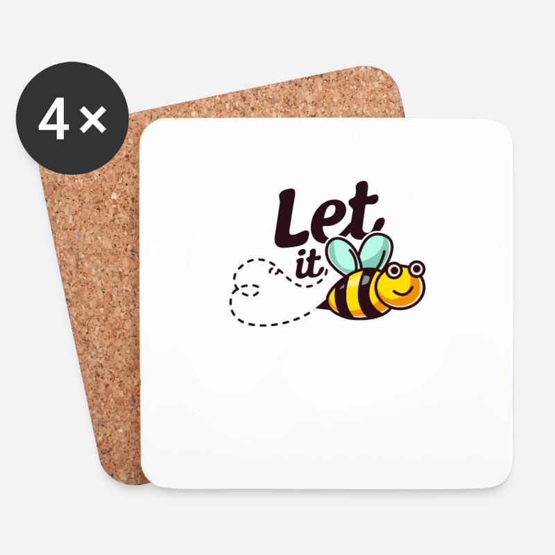 Let it BEE - Bienen - Untersetzer (4er-Set) - Weiß