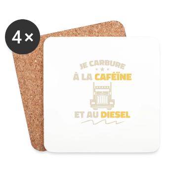 Chauffeur Routier Caféïne Et Diesel - Dessous de verre (lot de 4) - blanc - Devant