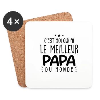 Le Meilleur Papa Cadeau Meilleur Père Humour - Dessous de verre (lot de 4) - blanc - Devant