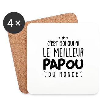 Le Meilleur Papou du Monde - Dessous de verre (lot de 4) - blanc - Devant