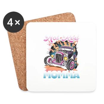 Hot Rod Momma, Rétro Muscle Car Hot Rod féminin - Dessous de verre (lot de 4) - blanc - Devant