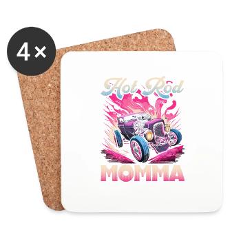 Hot Rod Momma, Retro Muscle Car Womens Hot Rod - Untersetzer (4er-Set) - Weiß - Vorne