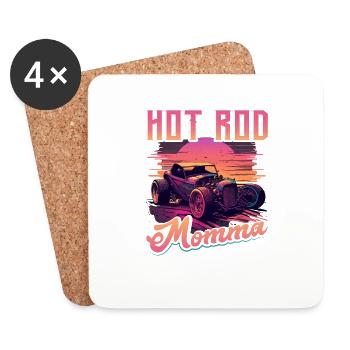 Hot Rod Momma, Retro Muscle Car Womens Hot Rod - Untersetzer (4er-Set) - Weiß - Vorne