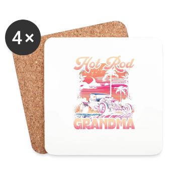 Hot Rod Grandma, Retro Muscle Car Womens Hot Rod - Untersetzer (4er-Set) - Weiß - Vorne