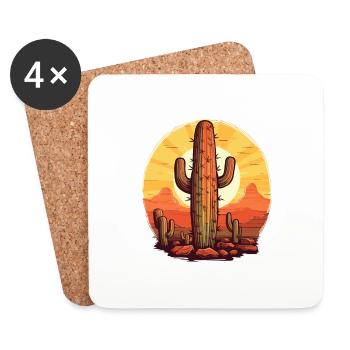 Cactus - Dessous de verre (lot de 4) - blanc - Devant