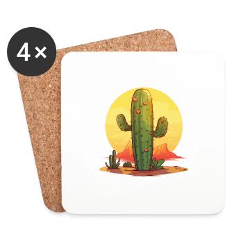Cactus - Dessous de verre (lot de 4) - blanc - Devant