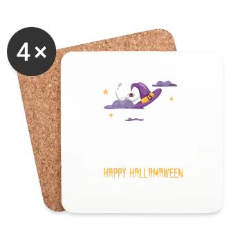 Cheerful Hallamaween Funny Halloween Llamaween - Coasters (set of 4) - white - Front