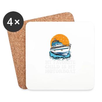 Mon enfant préféré est mon drôle de ponton de bateau à moteur - Dessous de verre (lot de 4) - blanc - Devant