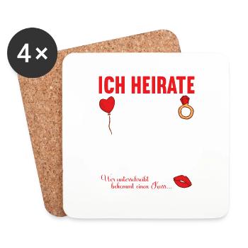 Junggesellenabschied Polterabend JGA Männer - Untersetzer (4er-Set) - Weiß - Vorne