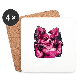 Chihuahua rose | Fille Fitness Salle de sport - Dessous de verre (lot de 4) - blanc - Devant