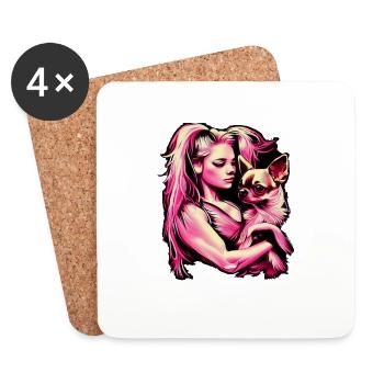 Chihuahua rose | Fille Fitness Salle de sport - Dessous de verre (lot de 4) - blanc - Devant