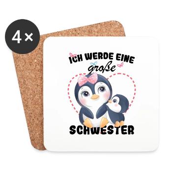 Ich Werde Eine Große Schwester 2025 - Untersetzer (4er-Set) - Weiß - Vorne
