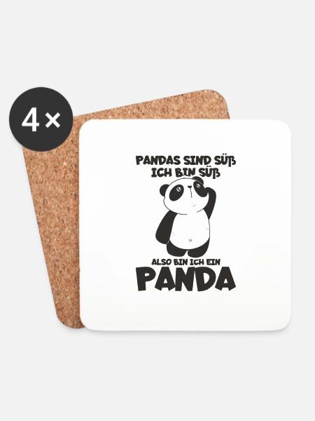Pandas Sind Süß Ich Bin Süß Also Bin Ich Ein - Untersetzer (4er-Set) - Weiß