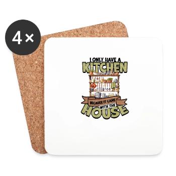 J’ai une cuisine parce qu’elle est venue avec la maison - - Dessous de verre (lot de 4) - blanc - Devant