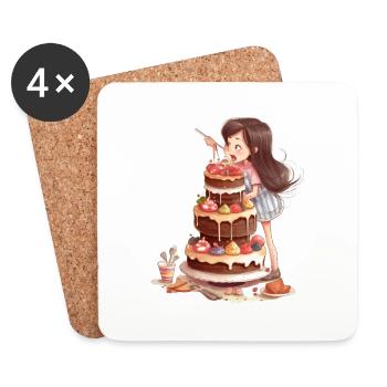 Sweet Celebration La fille aimant le gâteau - Dessous de verre (lot de 4) - blanc - Devant
