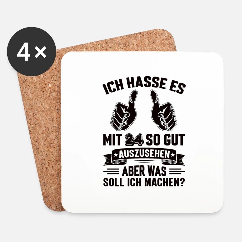 24 Geburtstag 24 Jahre 24 Lebensjahr 24 Lebenalter - Untersetzer (4er-Set) - Weiß