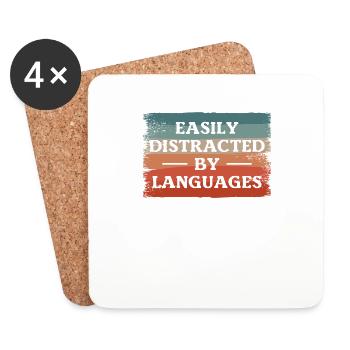 Easily Distracted By Languages Linguistic - Coasters (set of 4) - white - Front