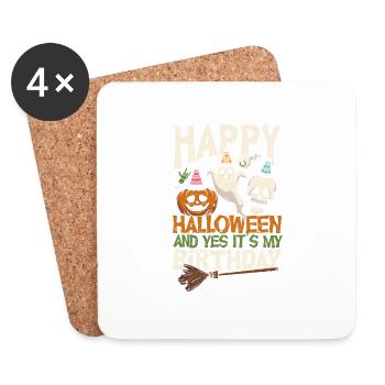 Joyeux Halloween et oui, c’est mon anniversaire - Dessous de verre (lot de 4) - blanc - Devant