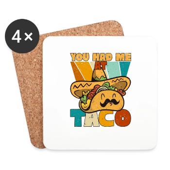 Taco Somberero Mexicain Mexique Latino - Dessous de verre (lot de 4) - blanc - Devant