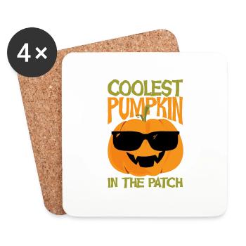 Coolster Kürbis im Patch Lustige Halloween - Untersetzer (4er-Set) - Weiß - Vorne