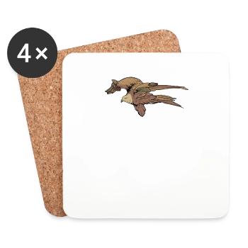 Red kite I bird of prey pickling motif for falconer - Coasters (set of 4) - white - Front