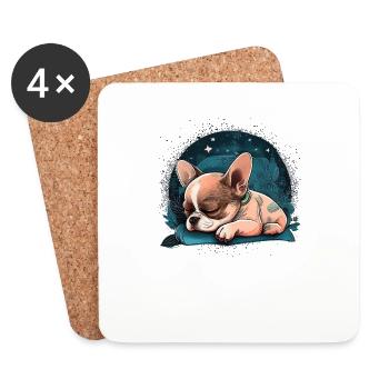 Chihuahua | Schlaf Nacht Pyjama Sonntag Niedlich - Untersetzer (4er-Set) - Weiß - Vorne
