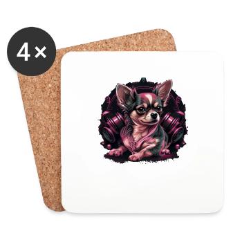 Chihuahua rose | Fille Fitness Salle de sport - Dessous de verre (lot de 4) - blanc - Devant