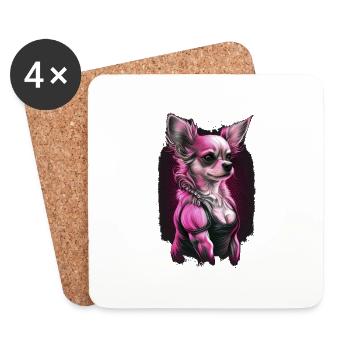 Chihuahua rose | Fille Fitness Salle de sport - Dessous de verre (lot de 4) - blanc - Devant