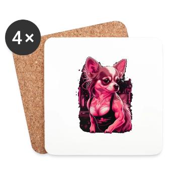 Chihuahua rose | Fille Fitness Salle de sport - Dessous de verre (lot de 4) - blanc - Devant