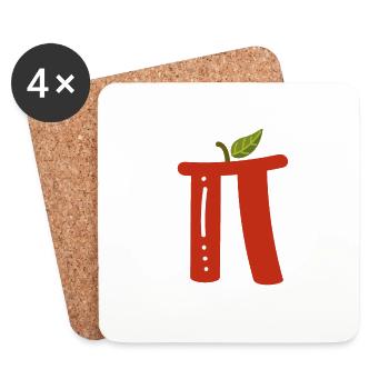 Pi comme une pomme rouge en blanc - Dessous de verre (lot de 4) - blanc - Devant