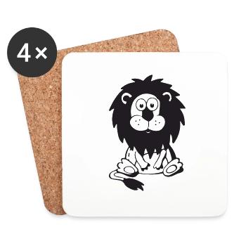 Lion, Cute Drawing for Kids, Illustration, Ges - Coasters (set of 4) - white - Front