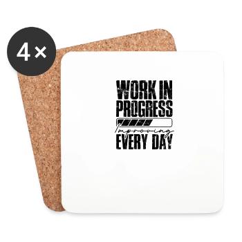 Work in progress: improving every day - Job - Coasters (set of 4) - white - Front